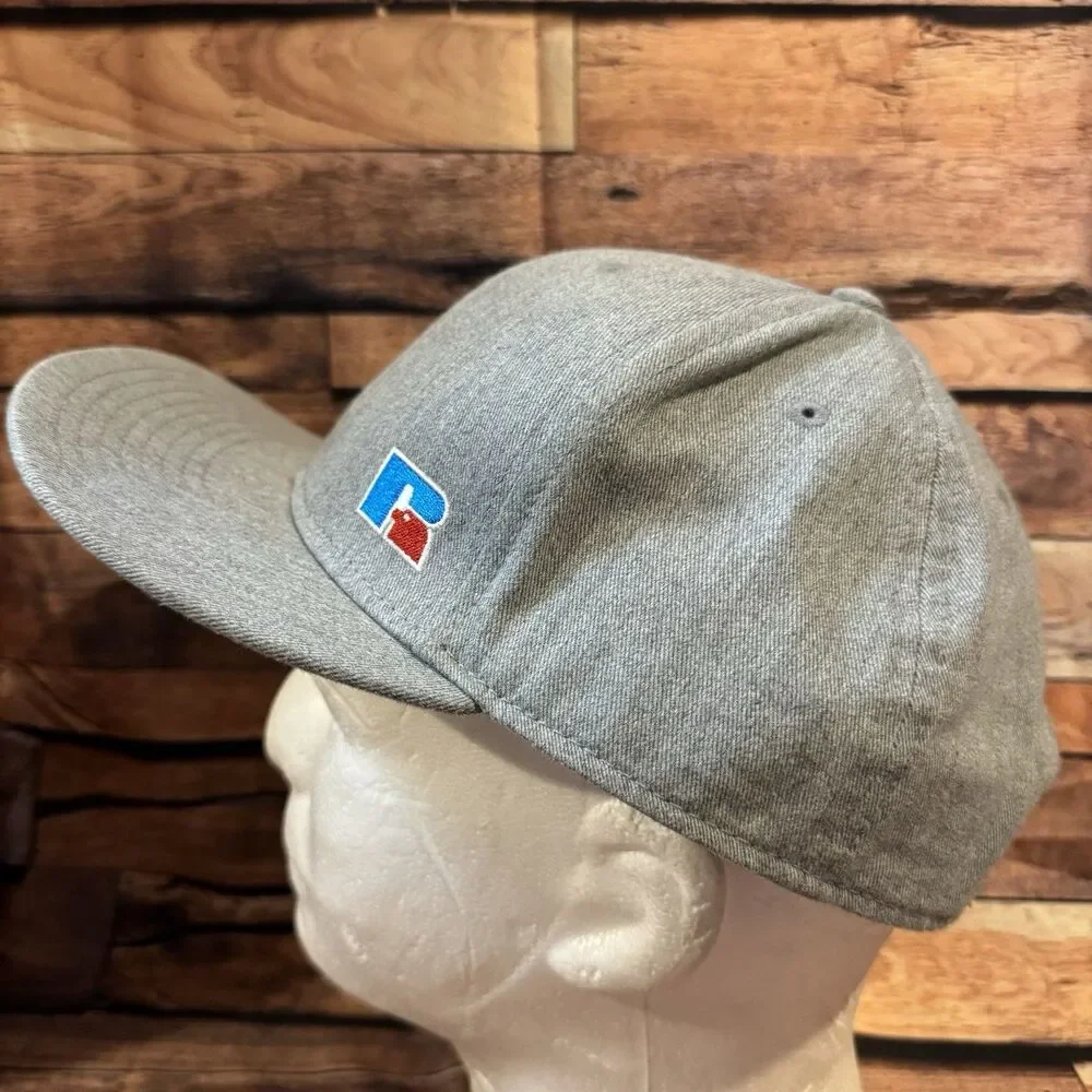 Russell Athletic Hat Mens OSFA Heather Grey Spellout Snapback Baseball Cap